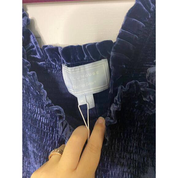Hill House Ellie Nap Dress Blue Velvet Size Medium - Picture 5 of 5